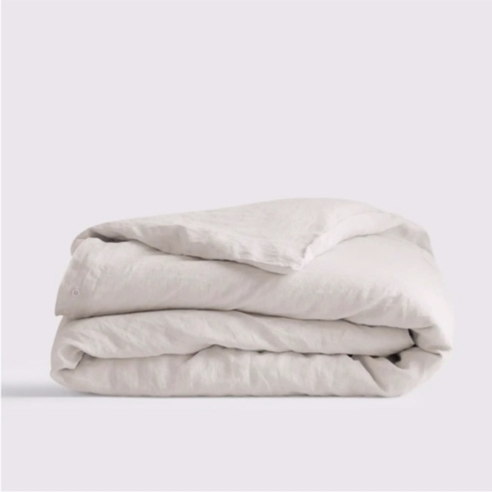 Quince European Linen Twin Duvet Cover in Sand (Tan) - Picture 5 of 5